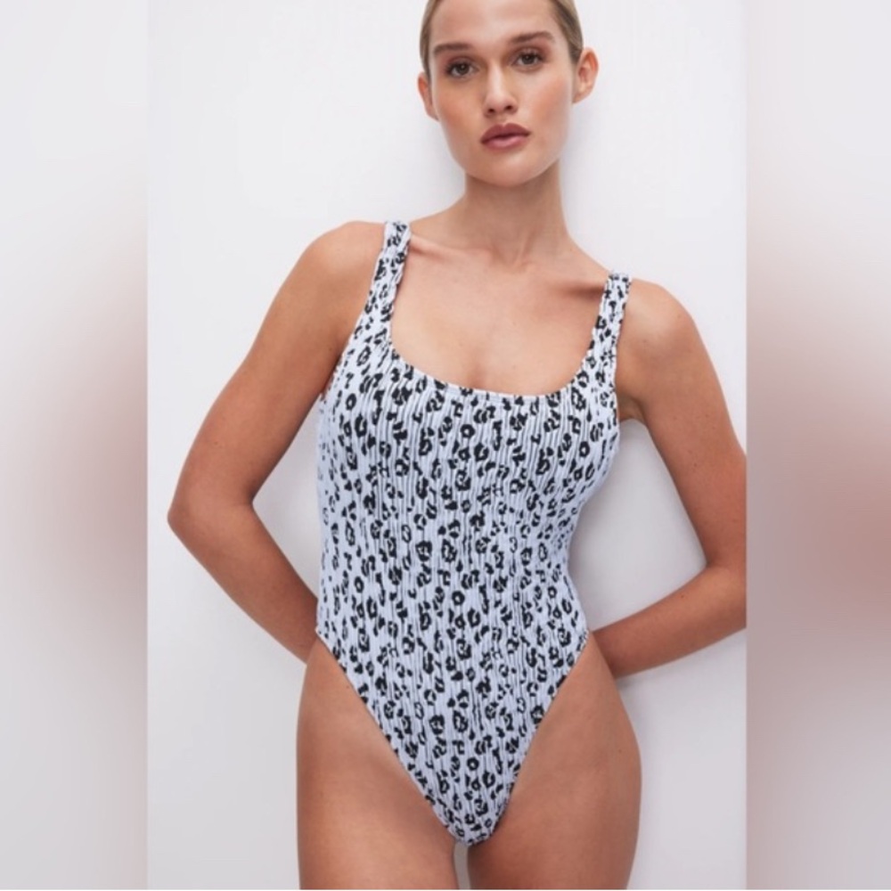 Good American Glass Leopard High Thigh One Piece size L/XL NWT